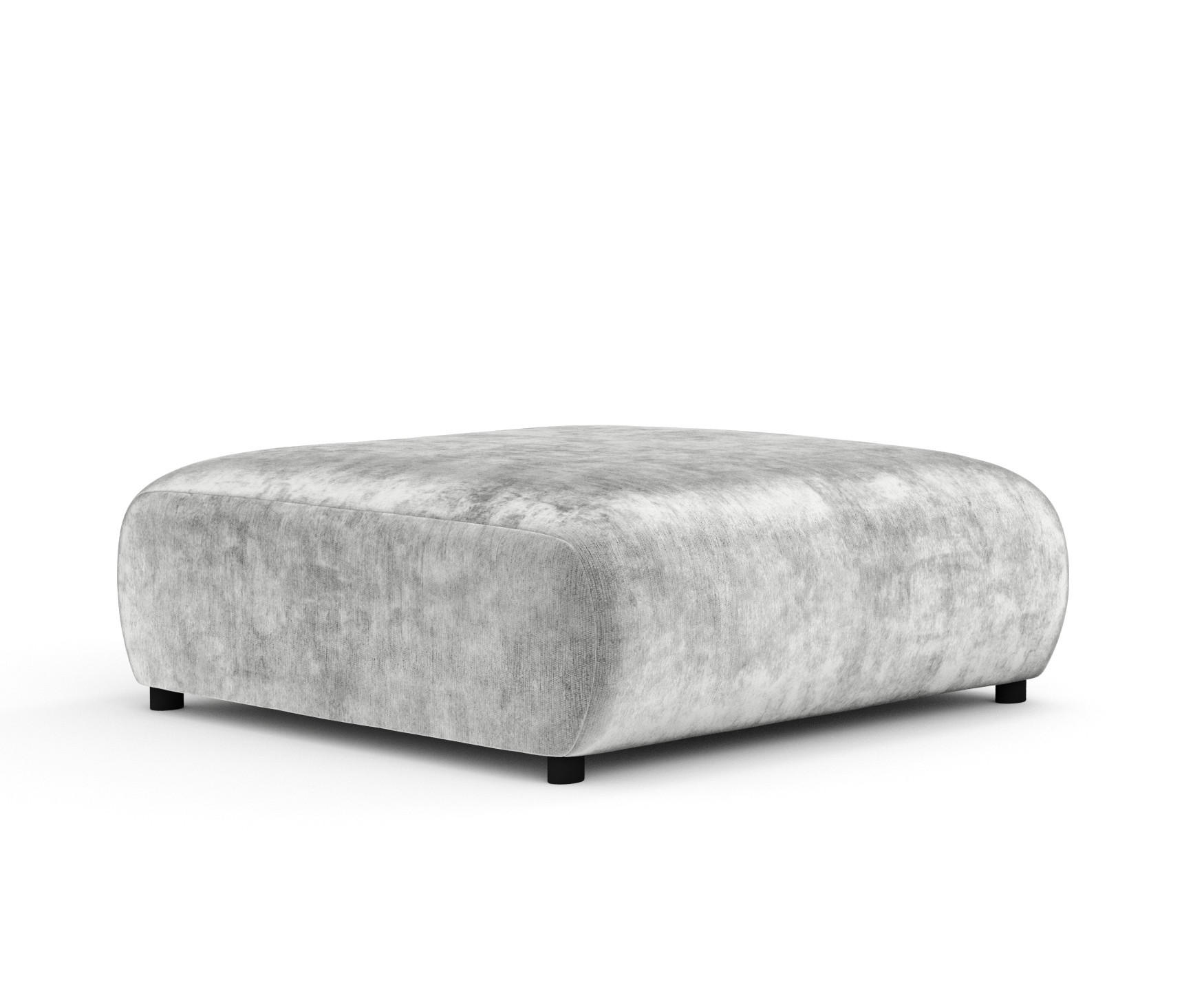 POUF L Zanzibar Hellgrau Chenille - Hellgrau/Schwarz, Holz/Holzwerkstoff (110/37/110cm) - Maison de Reve
