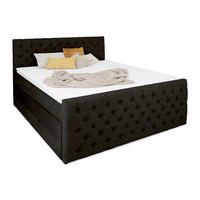 BOXSPRINGBETT Victoria Schwarz 200 /200 cm H2/H3 Samt - Schwarz, Textil (200/200cm) - wonello