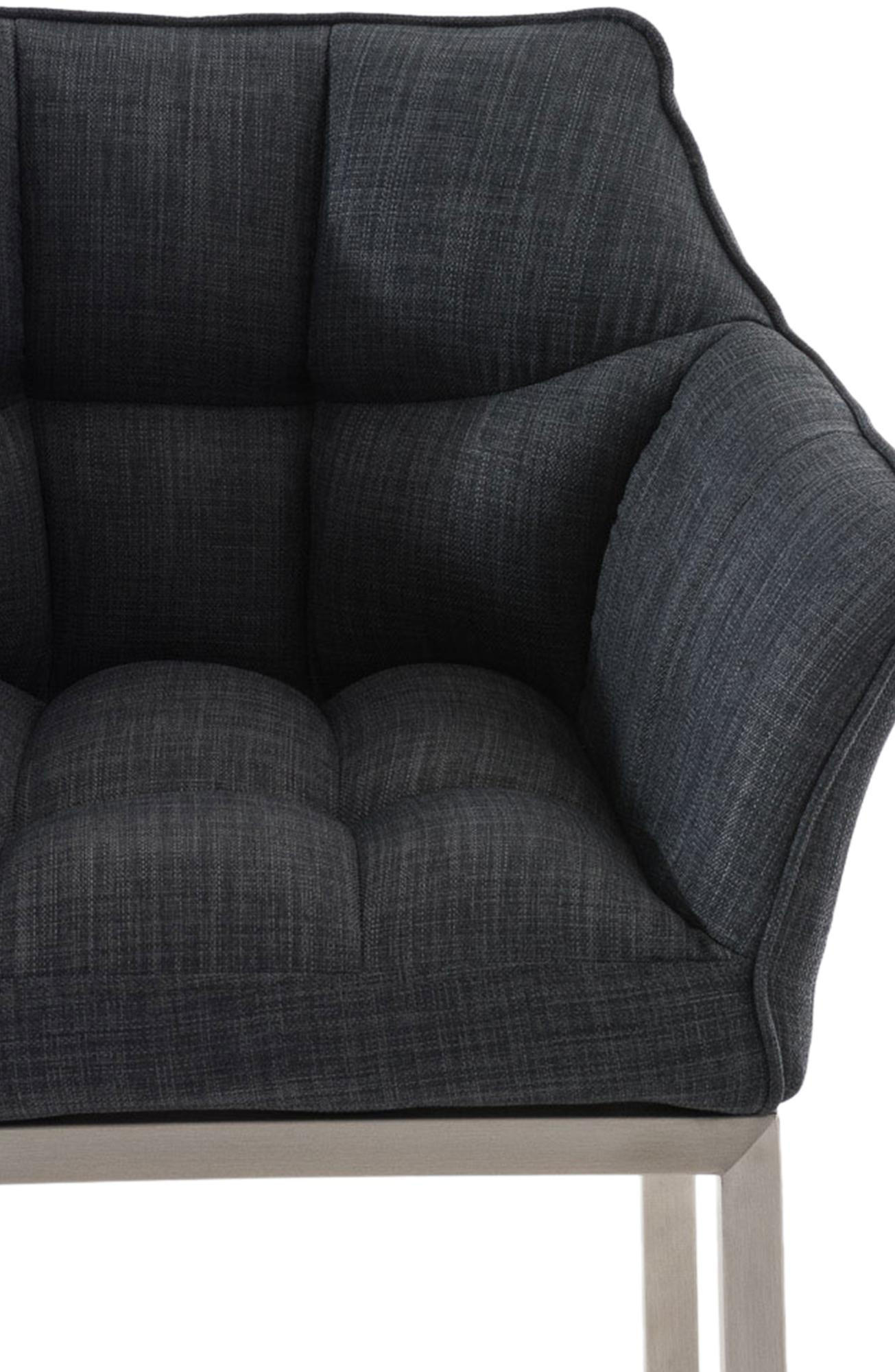 BARHOCKER Stoff dunkelgrau - Edelstahlfarben/Dunkelgrau, Textil/Metall (64/110/48cm) - CLP