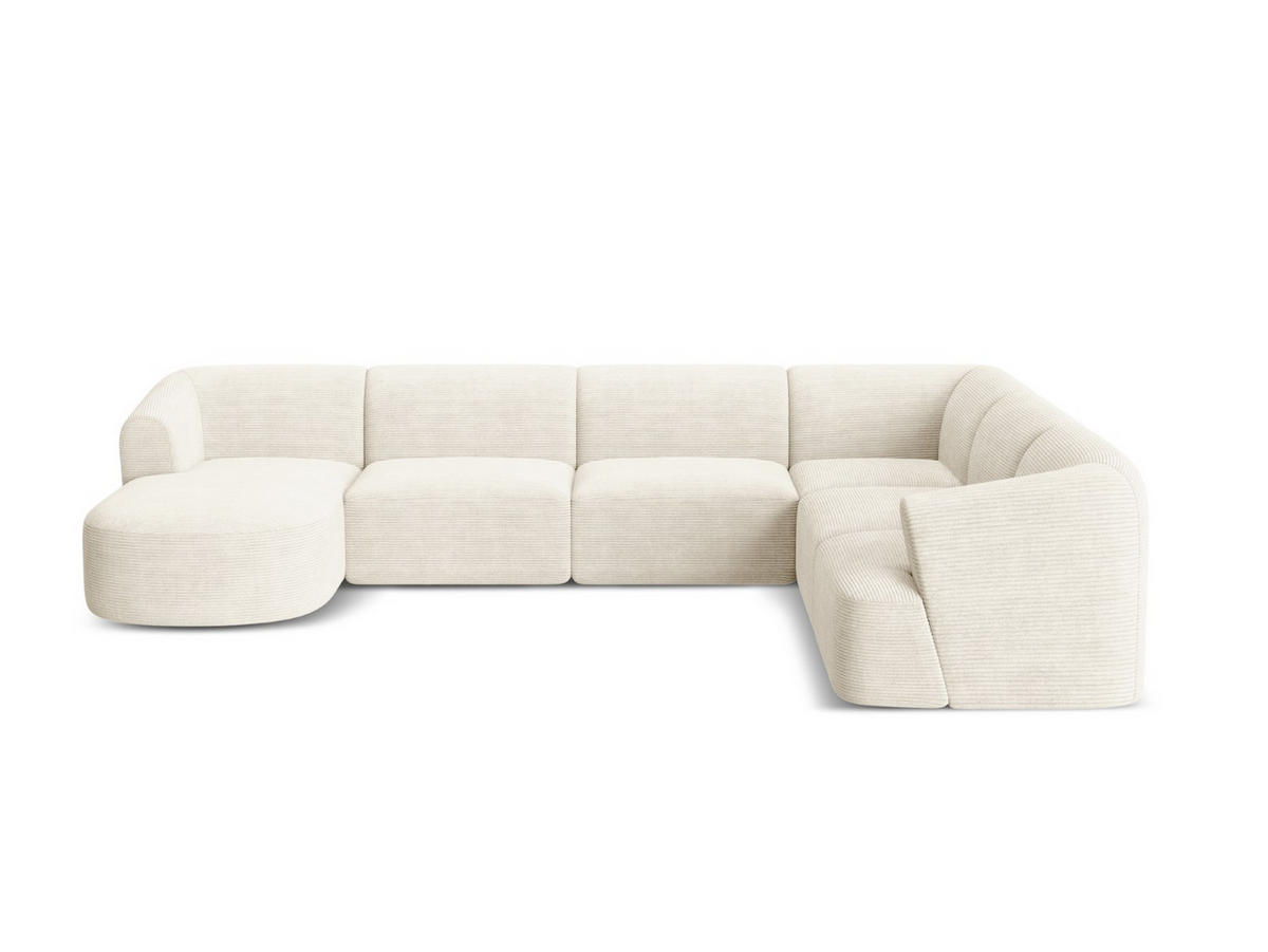 MODULARES-PANORAMASOFA rechts Campi aus Cord elfenbein 7 Sitzplätze - Ecru, Textil (255/70/330cm) - Cosmopolitan Design