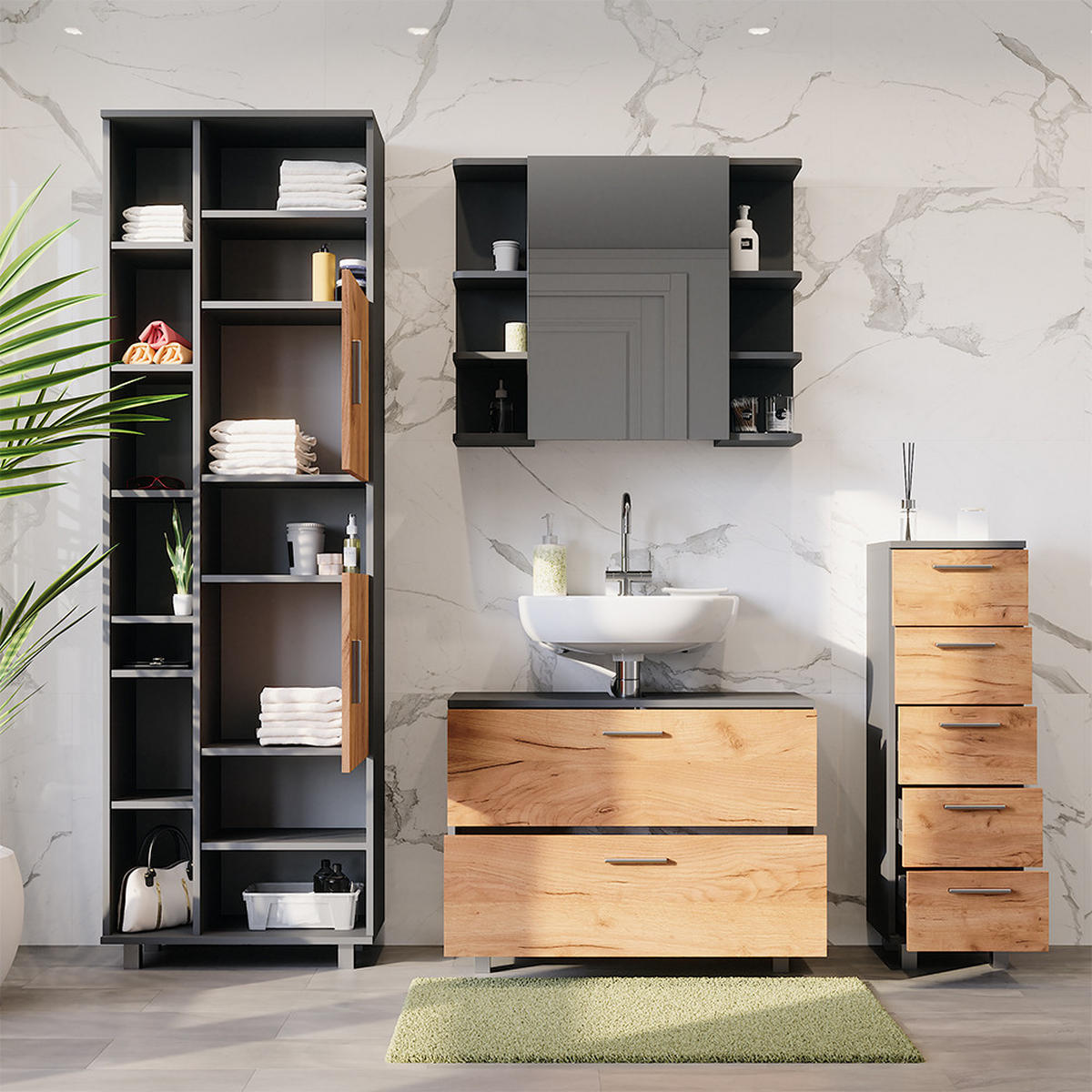 Honigeiche/Anthrazit, Holzwerkstoff (80.2/60.8/33cm) - Vicco