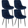 STUHL 4er Set Samt blau - Blau/Schwarz, Textil/Metall (53/82/60cm) - CLP