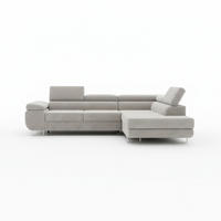 ECKSOFA ASTORP, Sofa aus Cord Creme - Poso 100 - Silberfarben/Creme, Textil/Metall (277/203cm) - Moderno Meble