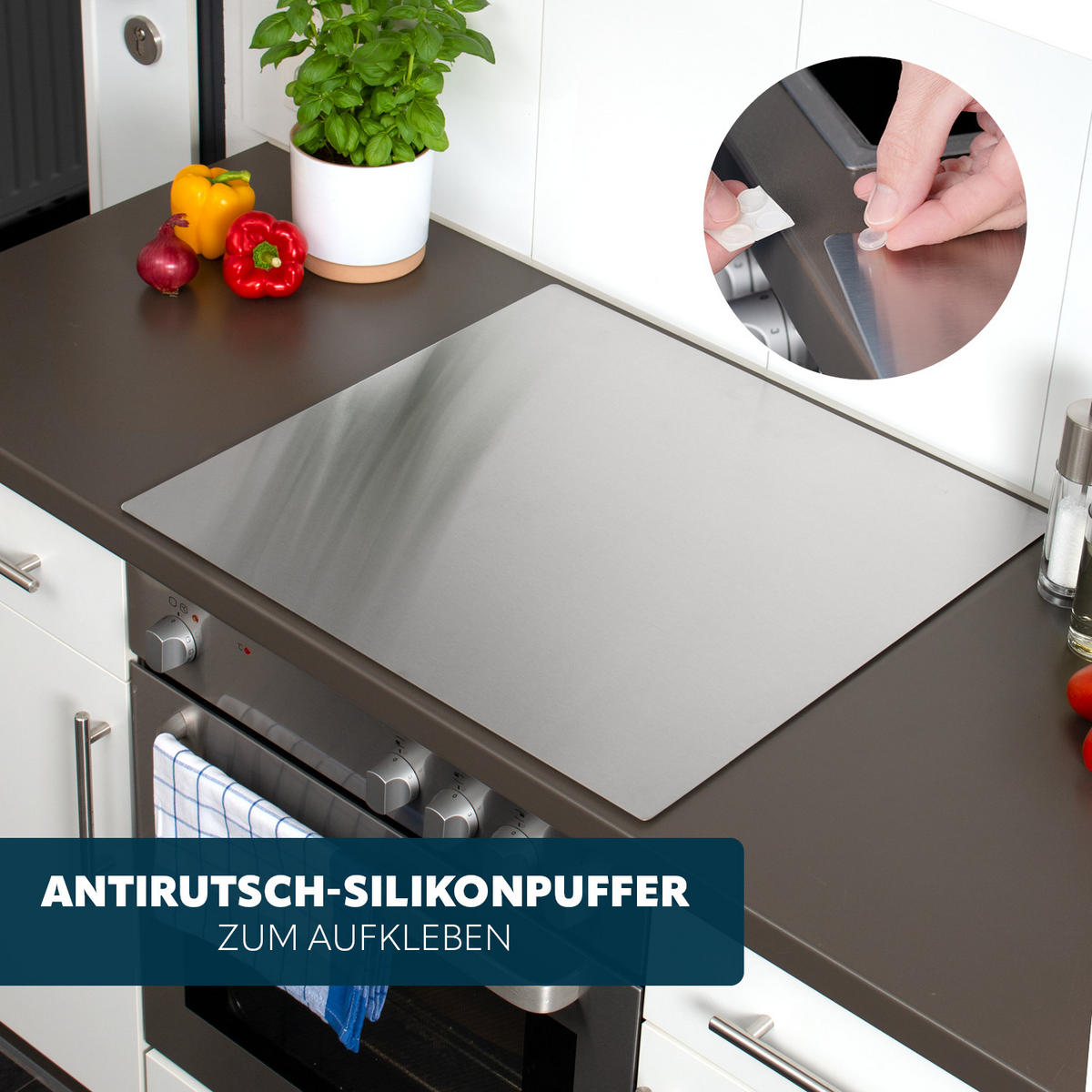 HERDSPRITZSCHUTZ, Edelstahl - Edelstahlfarben, Metall (59/56.5/5cm) - bremermann