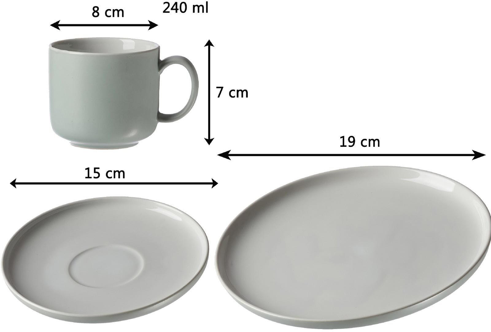 KAFFEESERVICE Jasper mint 12er Set - Mintgrün, Keramik (1/1/1cm) - Ritzenhoff Breker