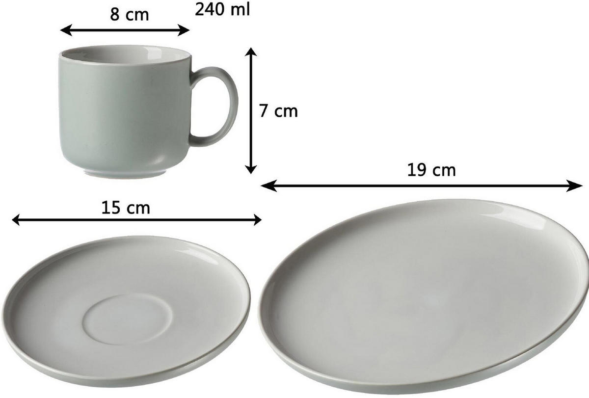 KAFFEESERVICE Jasper mint 12er Set - Mintgrün, Keramik (1/1/1cm) - Ritzenhoff Breker