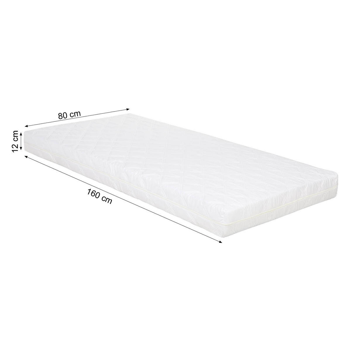 KINDERMATRATZE 80/160 cm Höhe ca. 11 cm - Weiß, Textil - Homestyle4u