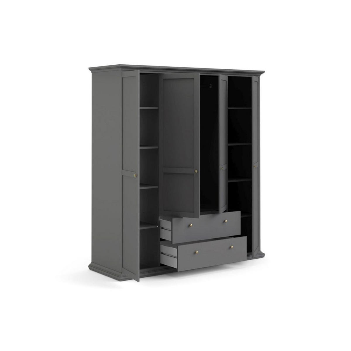 GARDEROBENSCHRANK mattgrau - Schwarz, Holzwerkstoff (181/201/60cm) - ebuy24