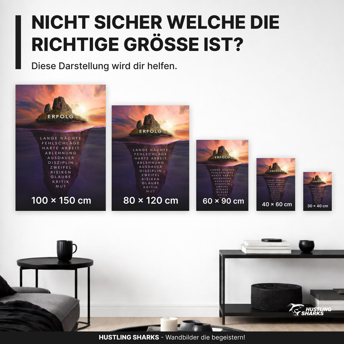 LEINWANDBILD Eisberg des Erfolgs - Weiß, Papier (60/2cm) - Hustling Sharks