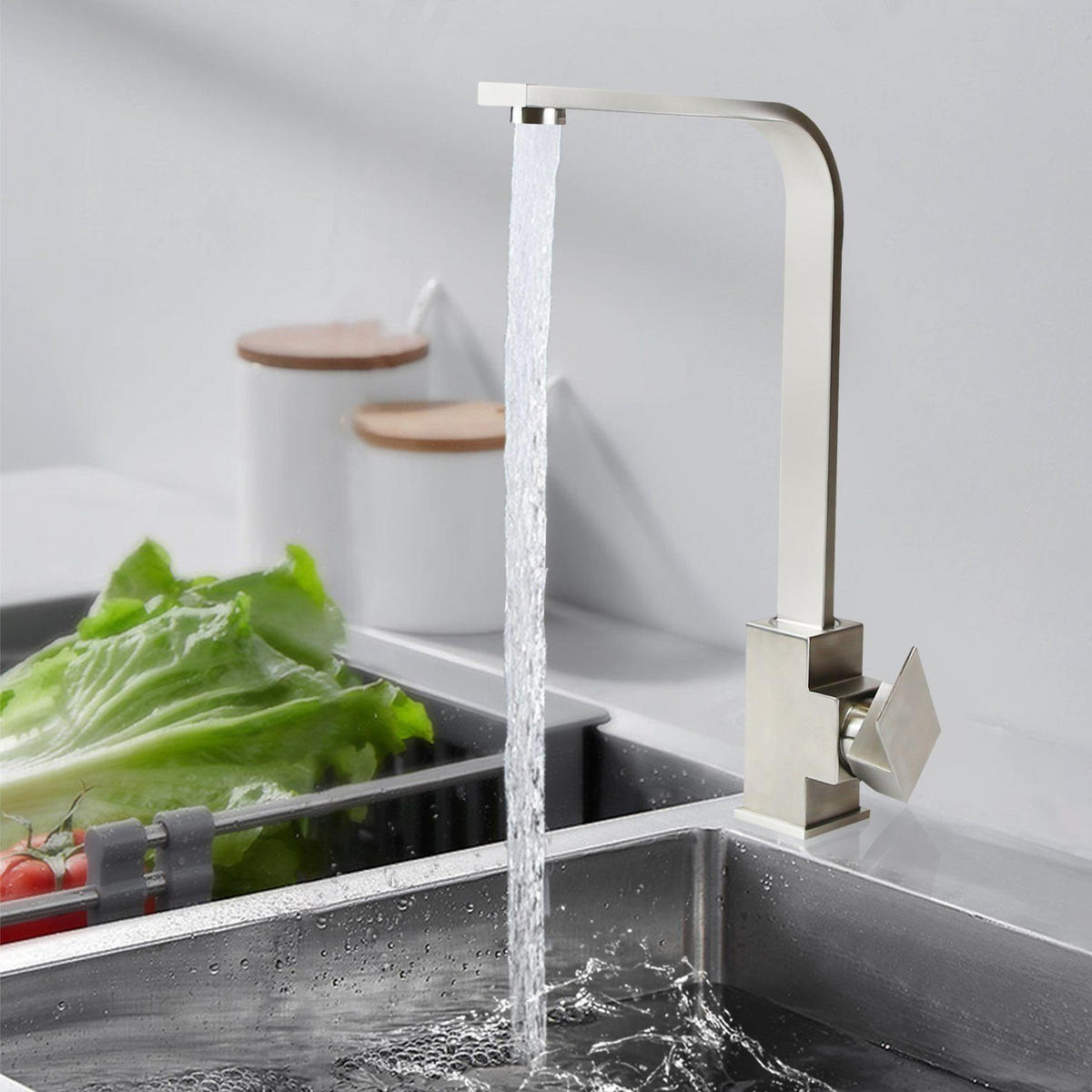 WASCHTISCHARMATUR Wassarg 4.9/35.5/23.2 cm - Silberfarben, Metall (4.9/35.5/23.2cm) - ZMH