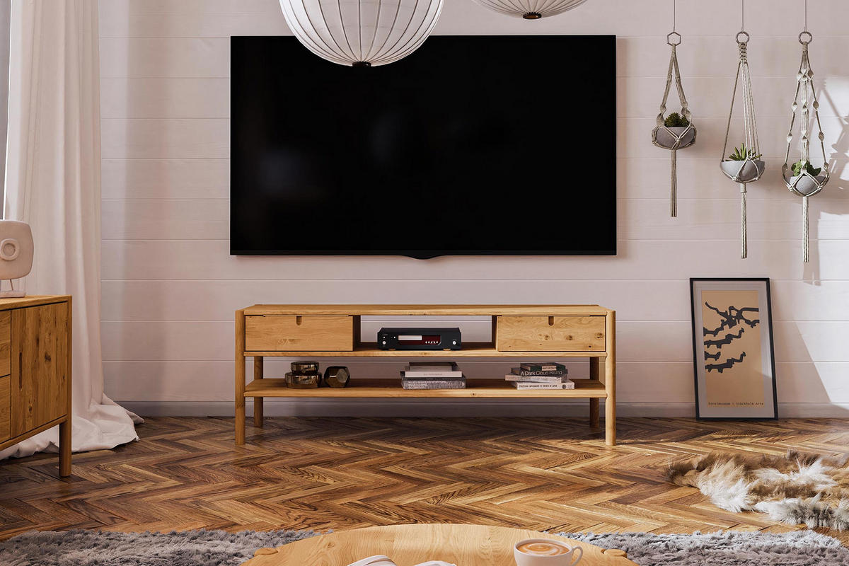 TV-SCHRANK INA Wildeiche - Dunkelbraun, Holz (160/59/46cm) - byoak