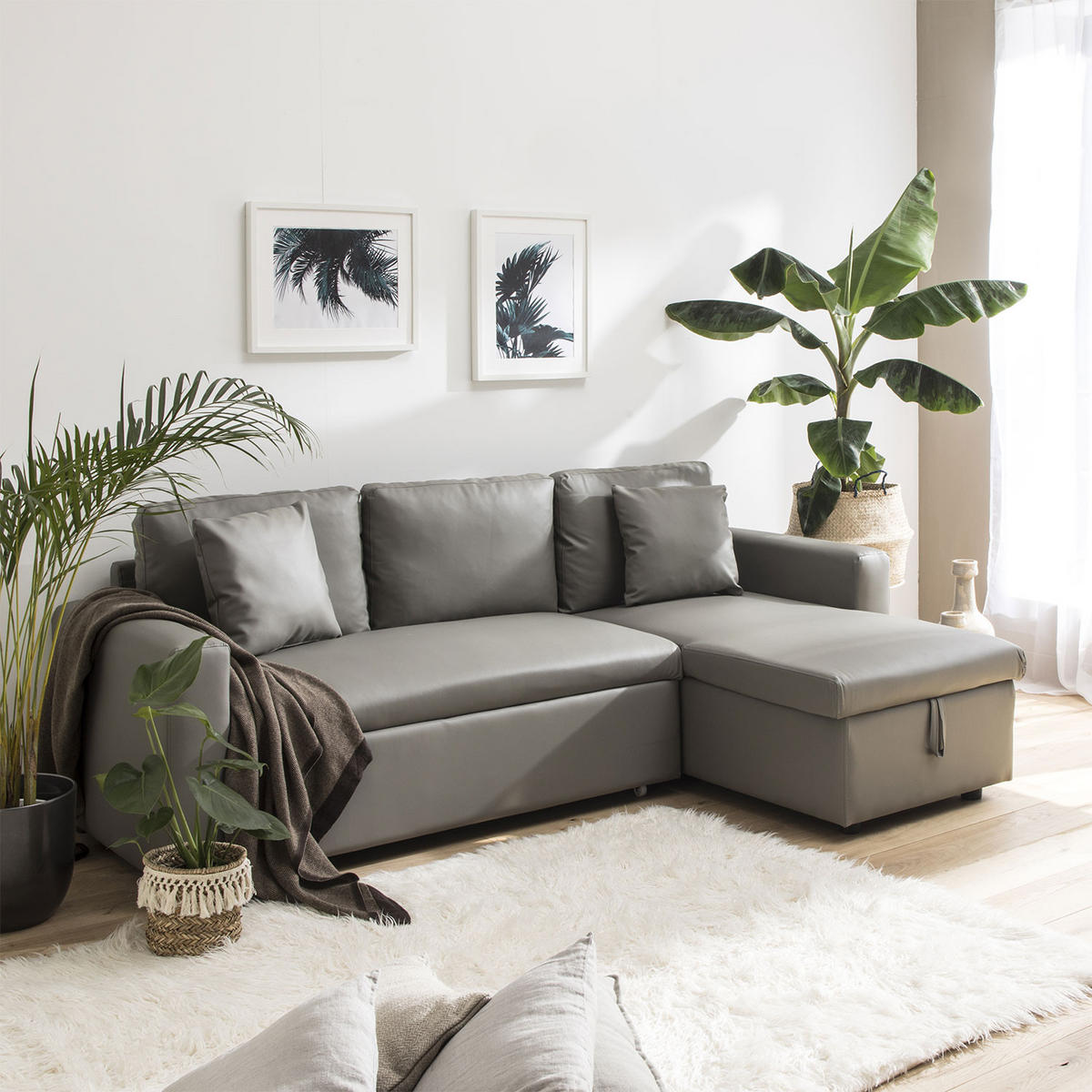 ECKSOFA CLARK Taupe 3 Plätze - Braun, Kunststoff (225/146cm) - Happy Garden