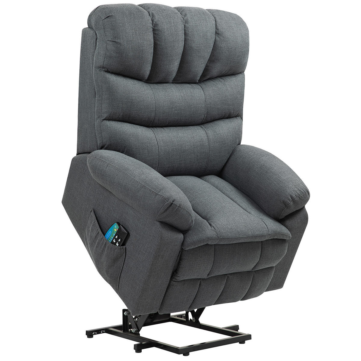 RELAXSESSEL Elektrisch Fernsehsessel mit Aufstehhilfe, Liegefunktion, Dunkelgrau - Dunkelgrau/Schwarz, Textil/Metall (93/112/100cm) - HOMCOM