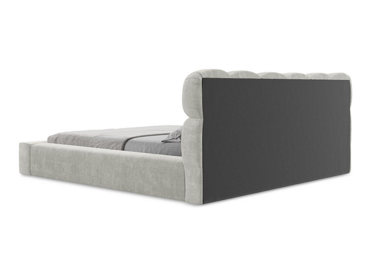 POLSTERBETT mit Bettkasten und Lattenrost 200x240 Grau - Hellgrau/Schwarz, Kunststoff/Textil (160/200cm) - Makamii