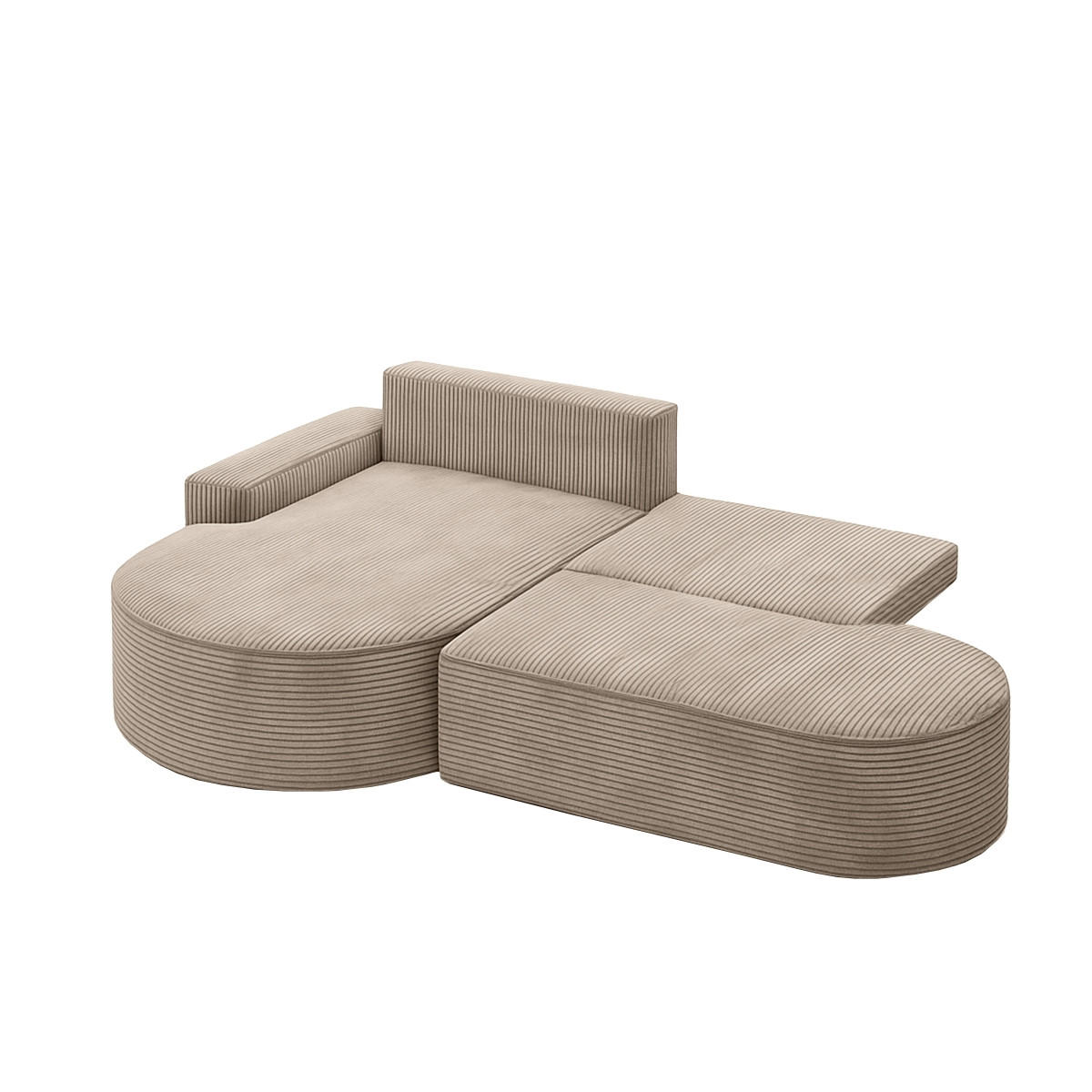 ECKSOFA Modena Pro - Komfort Und Stil Stoff Poso Dunkelbeige Links - Sandfarben, Holz (179/278cm) - Kaiser Möbel