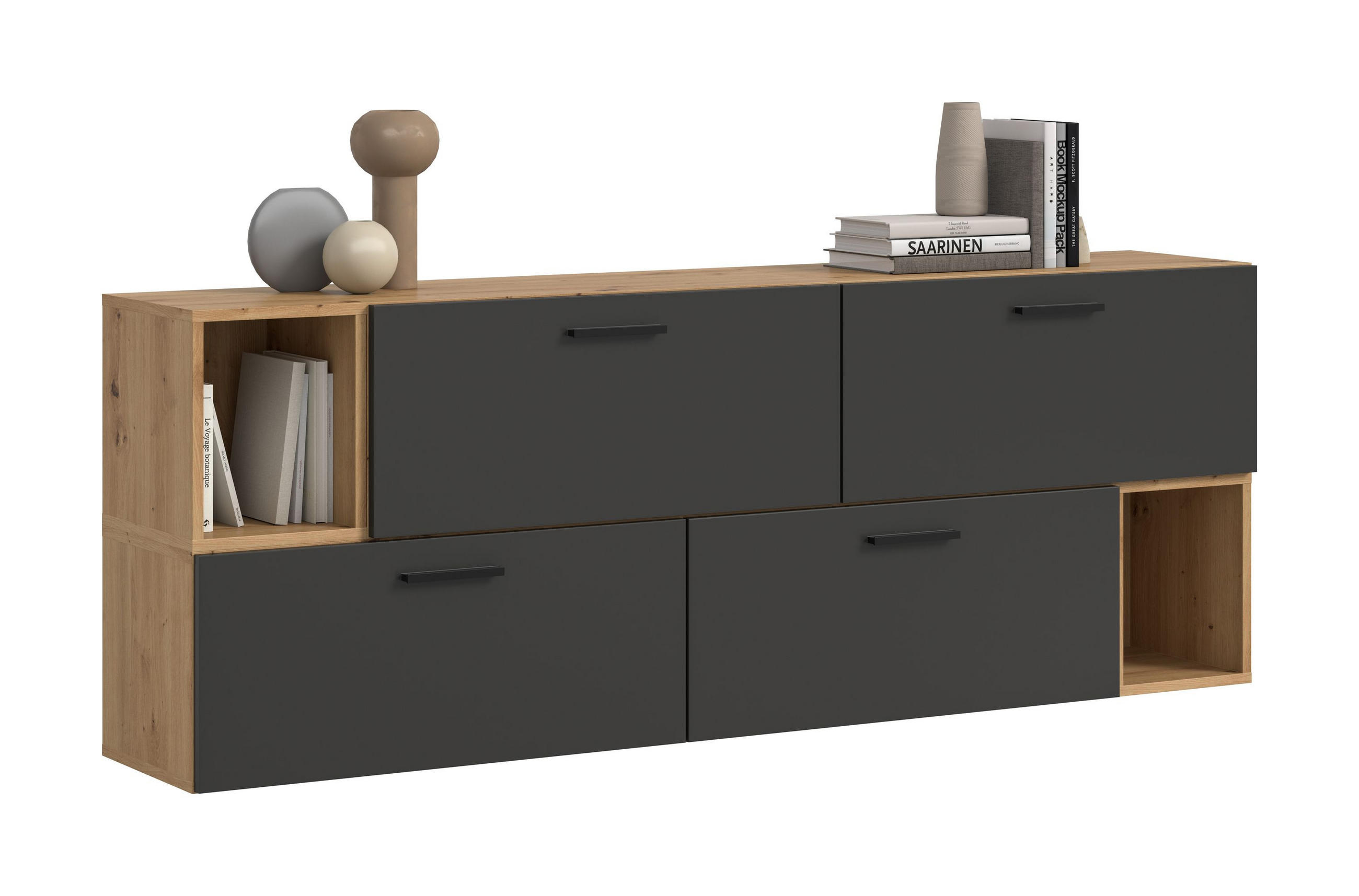 WOHNWAND Primo (B/H/T: ca. 176/97/34 cm) in Artisan Oak /Basalt grau - Eiche Artisan, Holzwerkstoff (176/97/34cm)