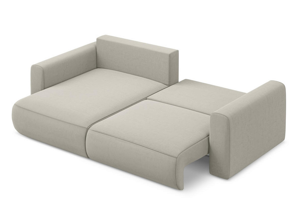 ECKSOFA mit Schlaffunktion Samt Stoff Creme - Perlmutt/Creme, Kunststoff/Textil (149/240cm) - Makamii
