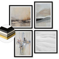 WANDBILDER 4er-Set - 50x50 cm & 40x60 cm Schwarzer Rahmen - Abstrakte Erdmuster - Schwarz, Kunststoff (50/50cm) - ArtPrintCave