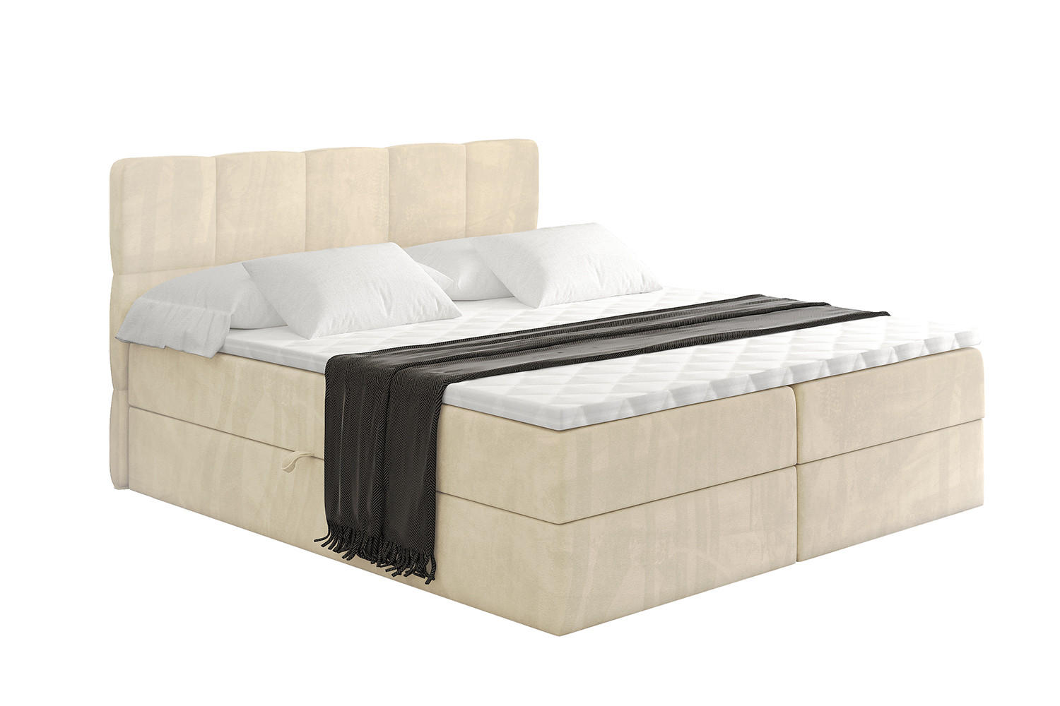 BOXBETT mit Matratze H4 und Lattenrost - LIRO - 160x200 - Beige Monolith - Beige, Holzwerkstoff/Kunststoff (160/200cm) - ALTDECOR