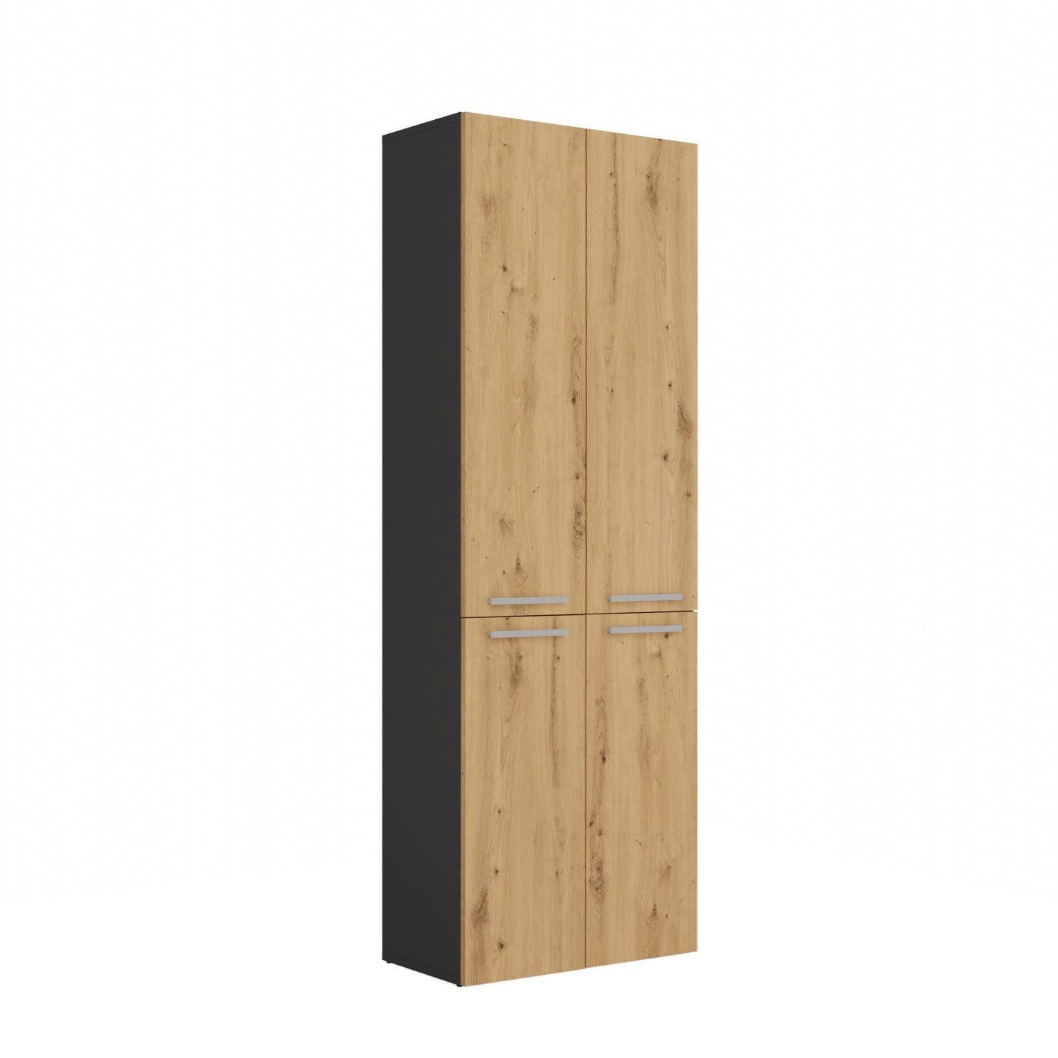 BAD Hochschrank Benni - Anthrazit/Eiche Artisan, Holzwerkstoff (60/174/30cm) - kommodly