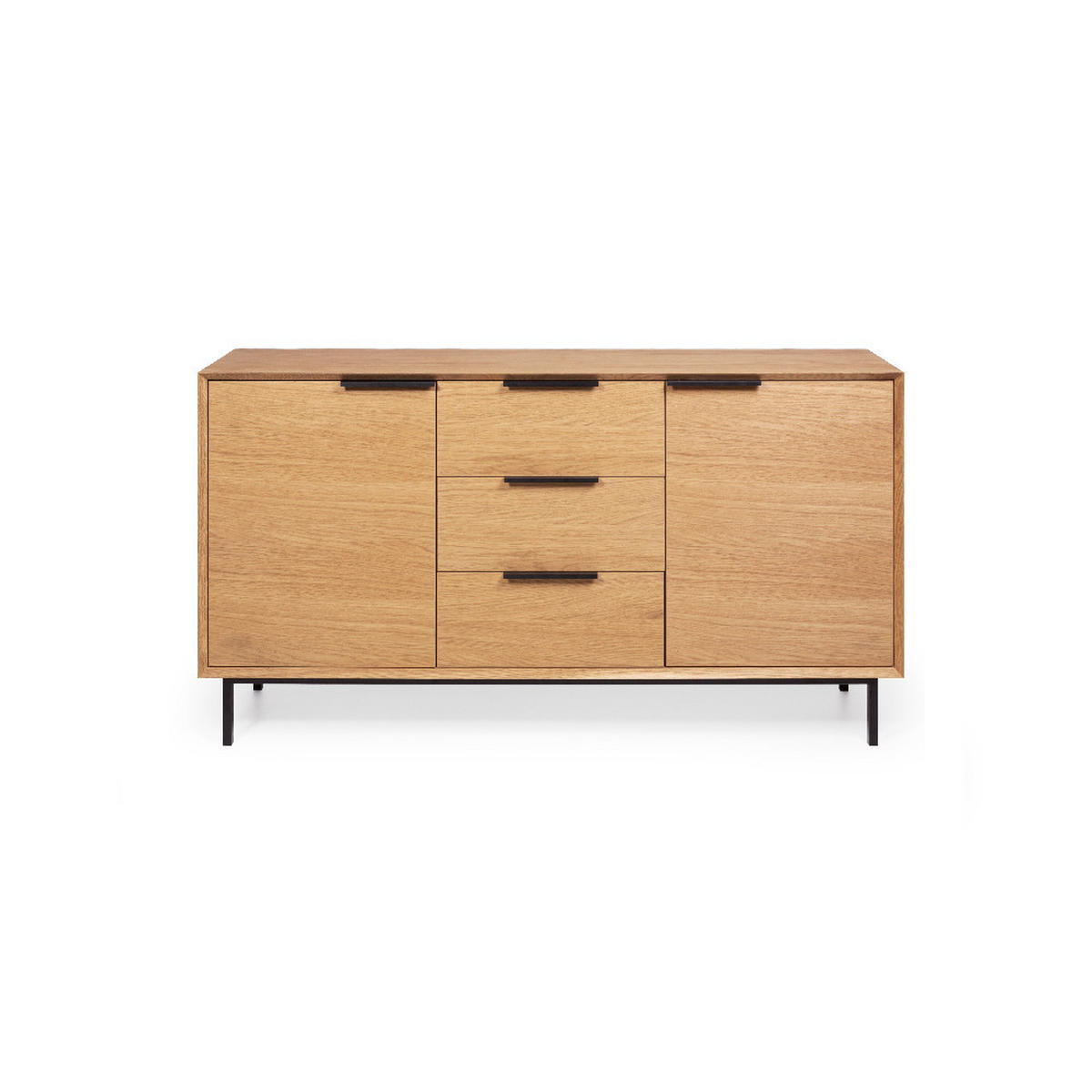 SIDEBOARD Bergen, Natur Massiveiche und Eichenfurnier - Beige, Holz (150/80/43cm) - WOODEK
