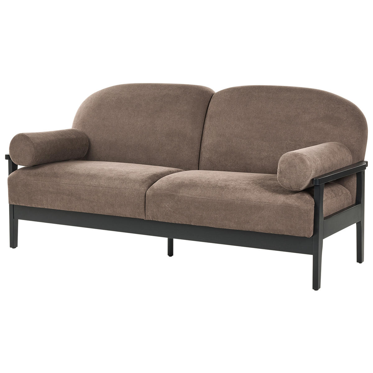 3-SITZER-SOFA Stoff Braun Pilarne - Schwarz/Braun, Textil (191/88/84cm) - Beliani