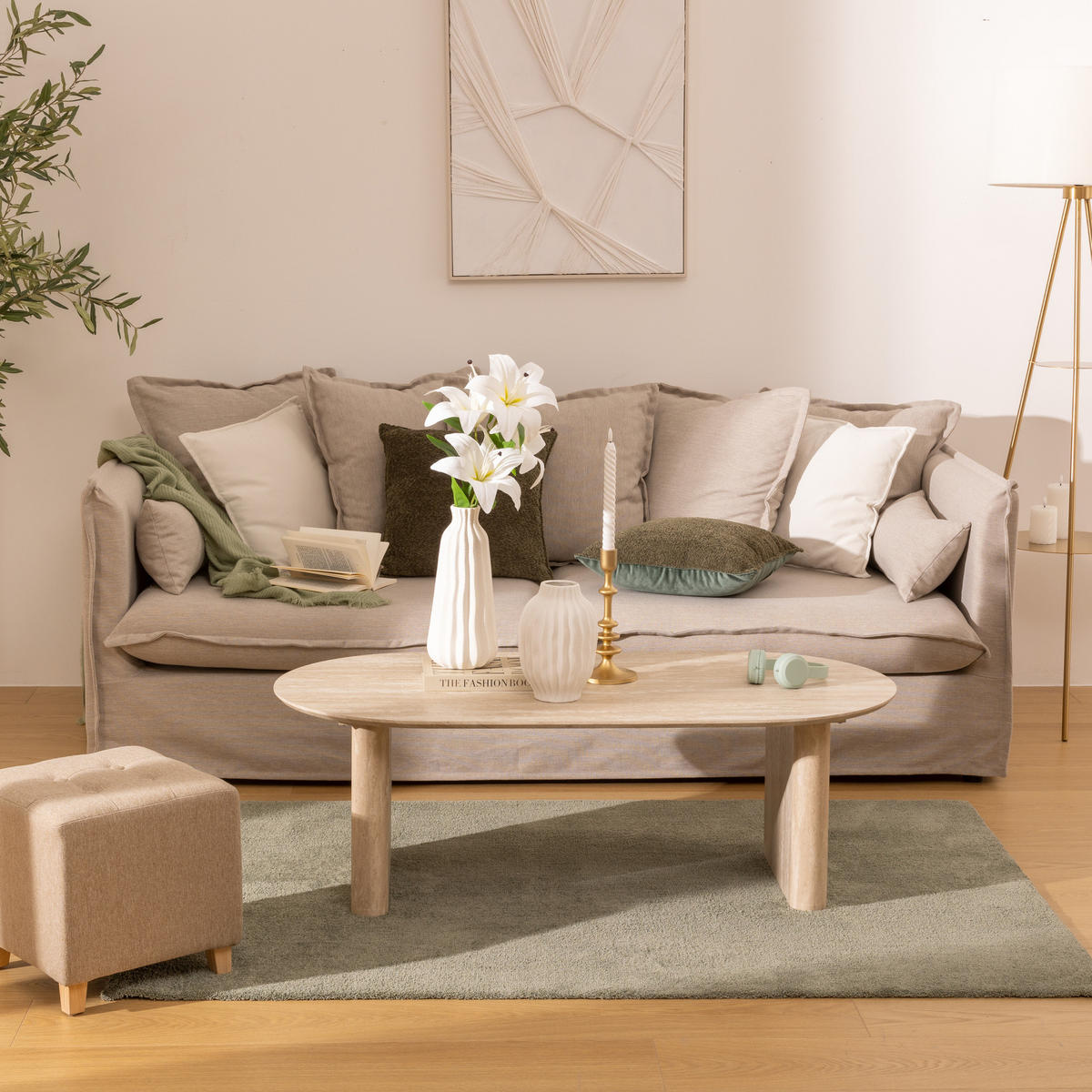 COUCHTISCH Anaya Beige 120/60/40 cm - Beige, Holzwerkstoff (120/60/40cm) - Atmosphera Createur d´interieur