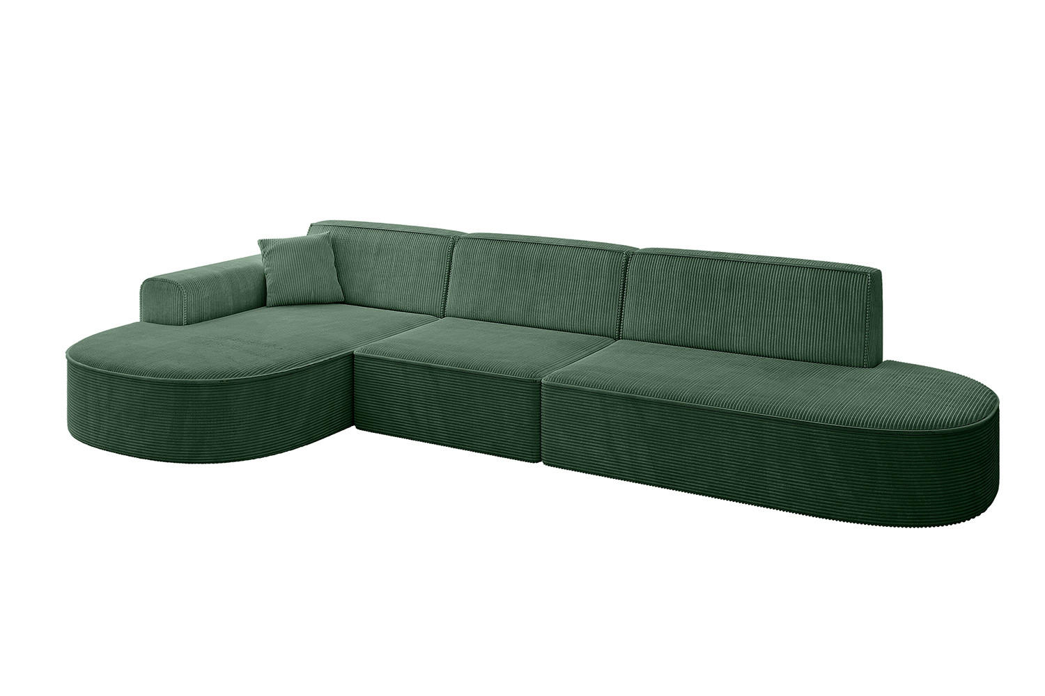 ECKSOFA Ottomane Links MARI-L2 - 317x163x73,5 cm Grün Cord - Schwarz/Grün, Holzwerkstoff/Kunststoff (165/321cm) - ALTDECOR