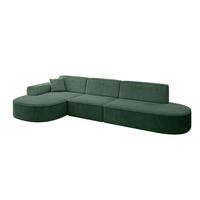 ECKSOFA Ottomane Links MARI-L2 - 317x163x73,5 cm Grün Cord - Schwarz/Grün, Holzwerkstoff/Kunststoff (165/321cm) - ALTDECOR