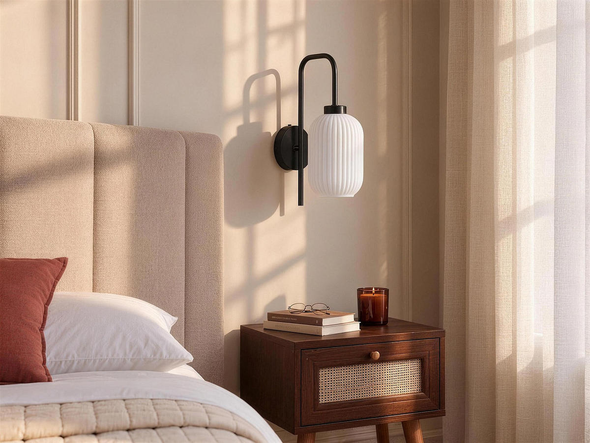 WANDLAMPE - 25 x 14 - metall - schwarz, weiß Louxor - Weiß, Metall (25/41/14cm) - Vente-Unique