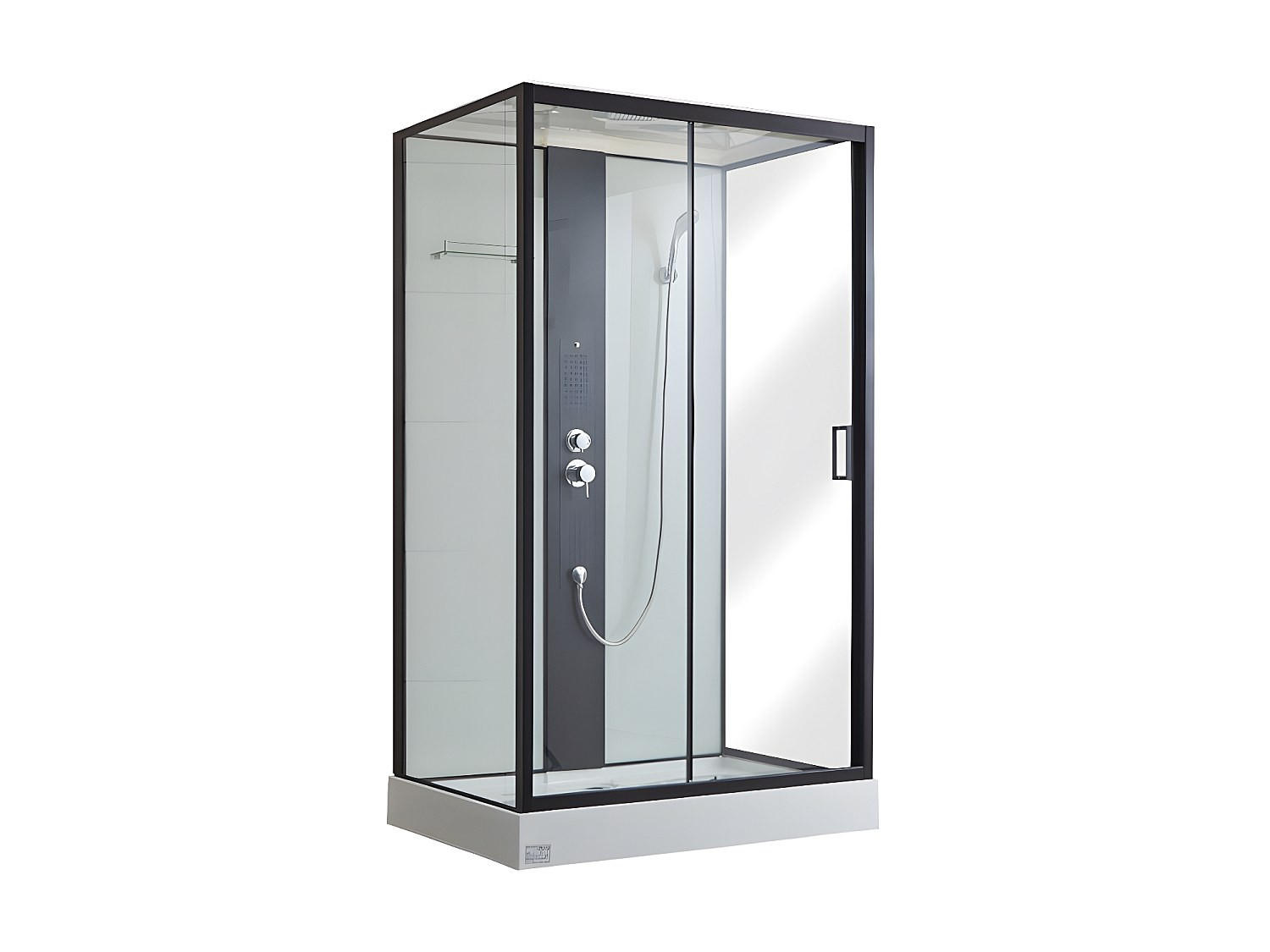 DUSCHKABINE Massagedusche - 120 x 80 x 215 cm - Regendusche & Handbrause - PRIMEA - Schwarz, Metall (80/120/215cm) - Vente-Unique