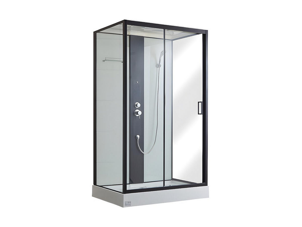 DUSCHKABINE Massagedusche - 120 x 80 x 215 cm - Regendusche & Handbrause - PRIMEA - Schwarz, Metall (80/120/215cm) - Vente-Unique