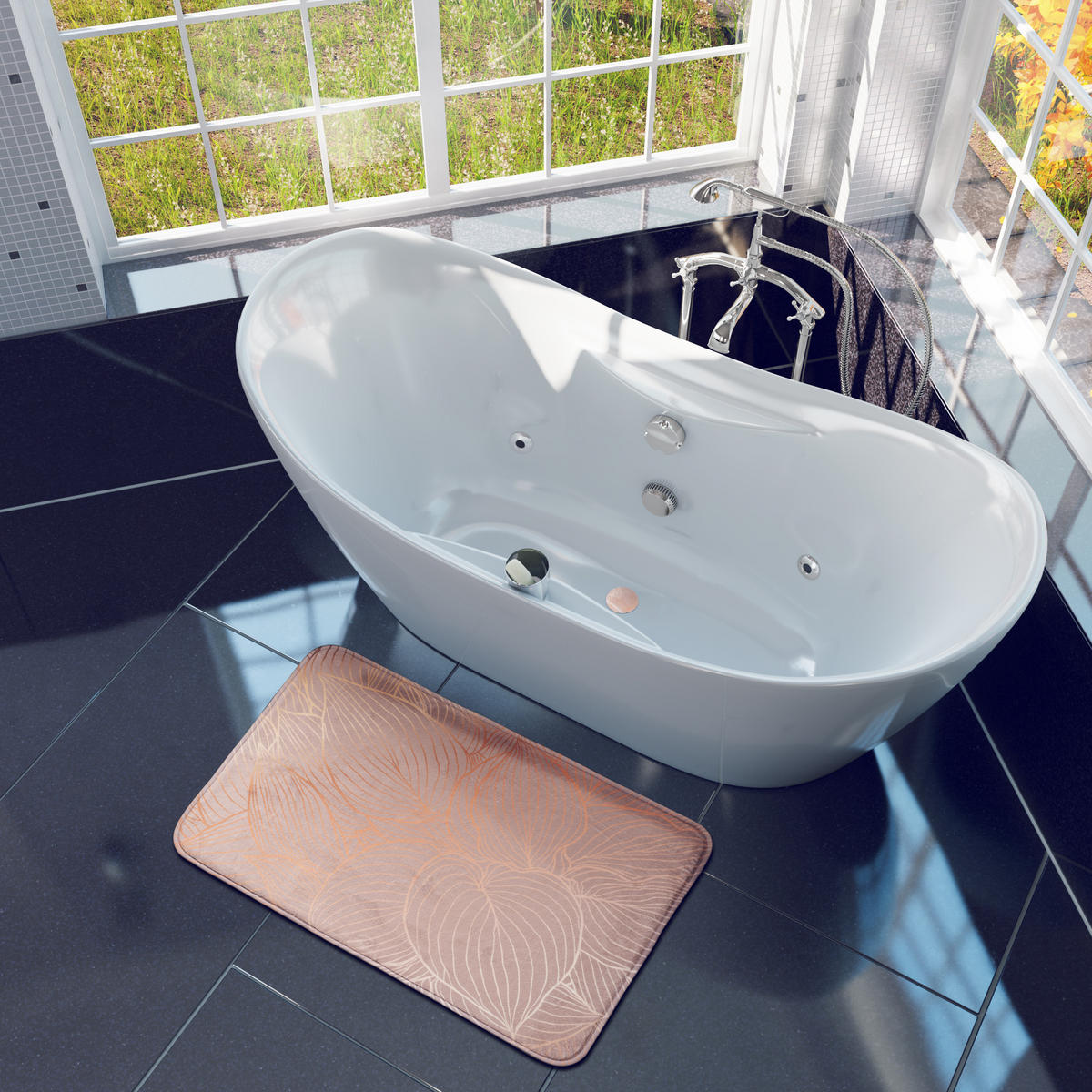 BADTEPPICH Hosta 70 x 110 cm - Beige, Textil (70/110cm) - Sanilo