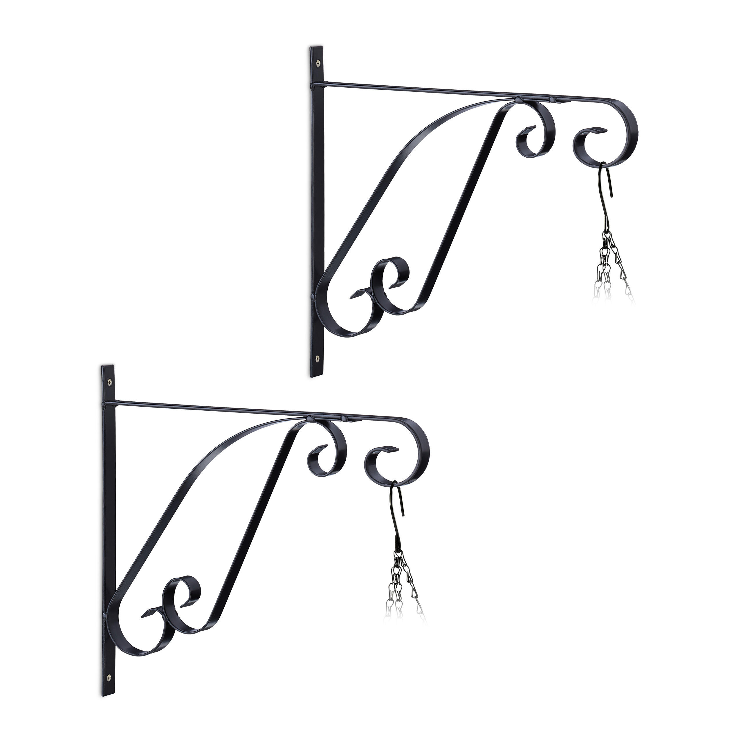2XBLUMENAMPELHALTERUNG - Schwarz, Metall (30/28/2cm) - Relaxdays