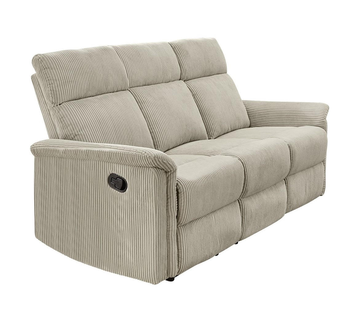 3-SITZER-RELAXSOFA Federkern, Liegefunktion verstellbar durch halbautomatische Relaxfunktion B180/T93/H100 cm, Cord Beige / 15506 - Beige/Schwarz, Textil (180/100/93cm) - luma-home