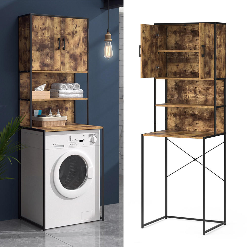 WASCHMASCHINENSCHRANK Fyrk Eiche rustikal 64 x 189 cm - Wildeiche/Schwarz, Holzwerkstoff (64/189/48cm) - Vicco