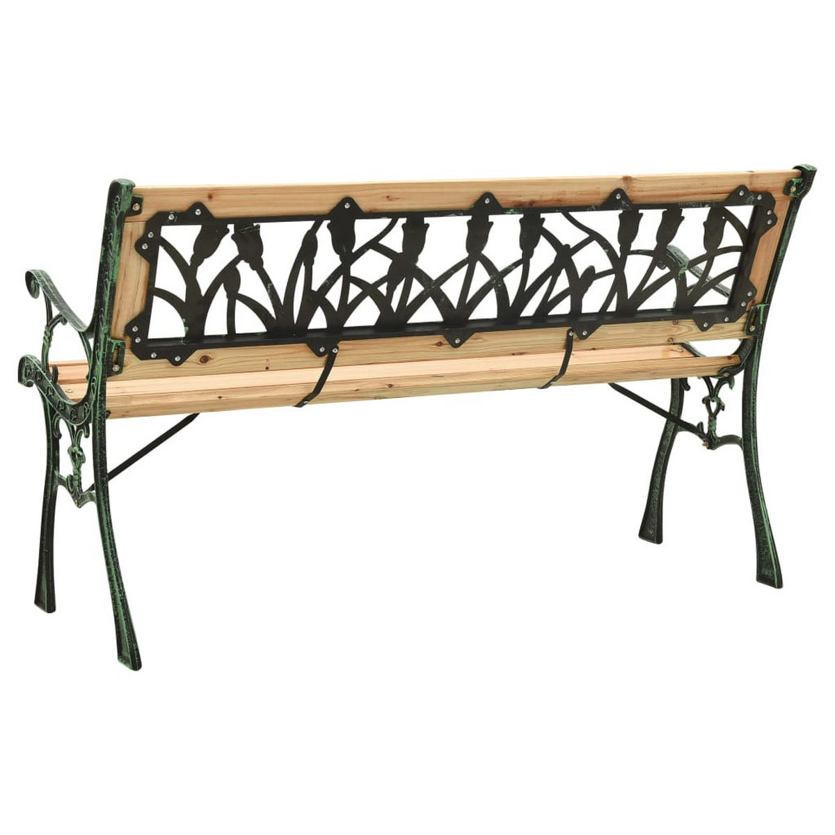 GARTENBANK 122 cm Gusseisen und Massivholz Tanne - Braun, Holz (122/73/54cm) - furnicato