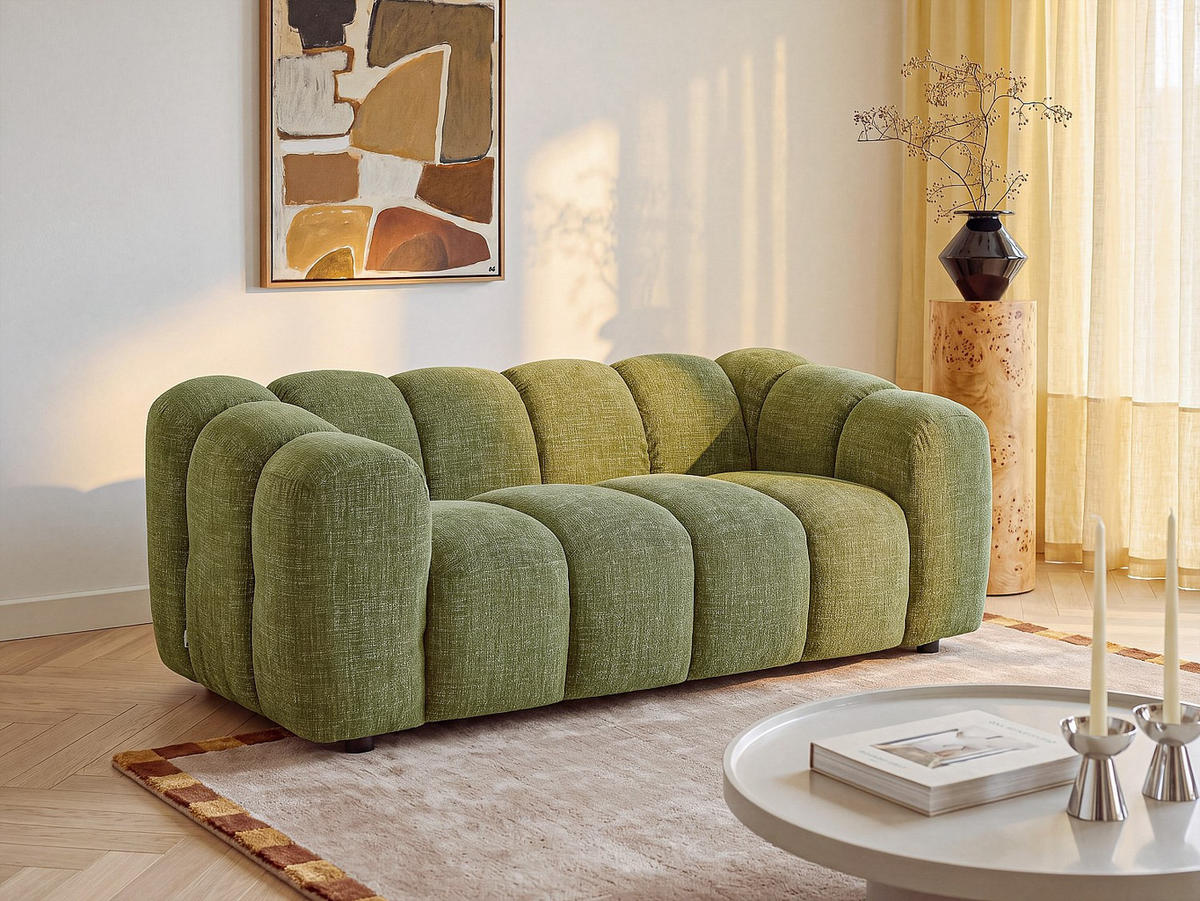 SOFA - 2 Personen - stoff - grün Nelimar - Grün, Kunststoff/Textil (189/73/96cm) - Vente-Unique