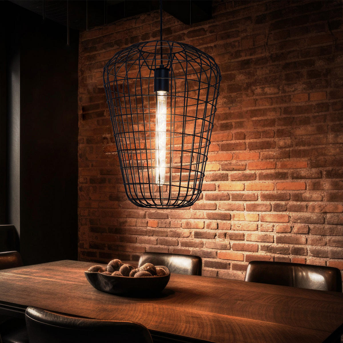 HÄNGELEUCHTE Käfig Schwarz 35 cm - Schwarz, Metall (35/35/120cm)