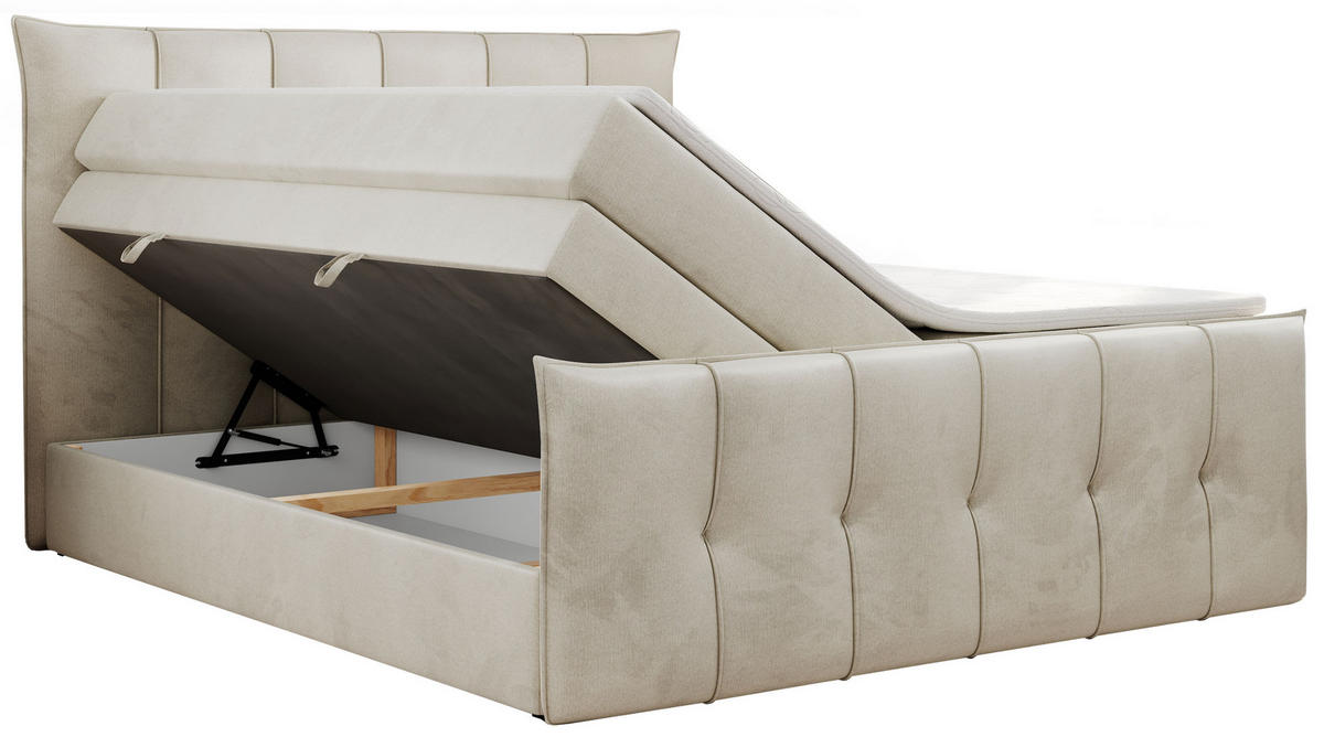 BOXSPRINGBETT PREMIUM 11 KING 180/200 Beige Velvet - H4 - Beige, Holz/Textil (180/200cm) - MKS