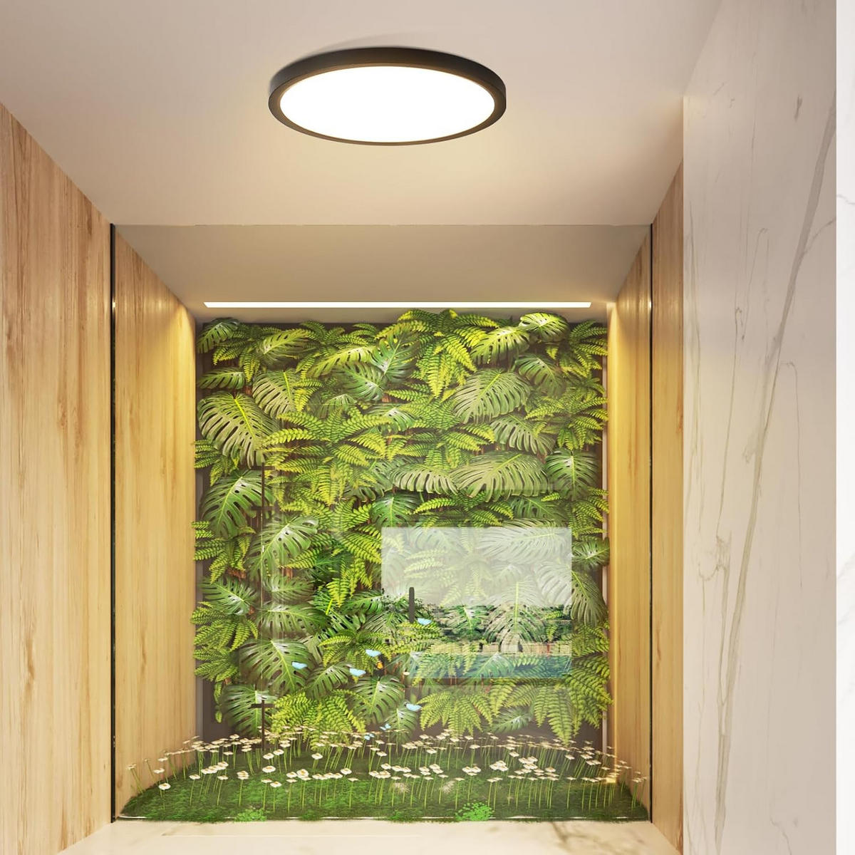 LED DECKENLEUCHTE Ianthelyn 18/18/2.4 cm - Schwarz, Kunststoff (18/18/2.4cm) - ZMH