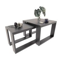 SATZTISCH im Industrie-Stil Schwarz 2er-Set - Schwarz, Holzwerkstoff (59.6/60/43.3cm) - Matkam Möbel