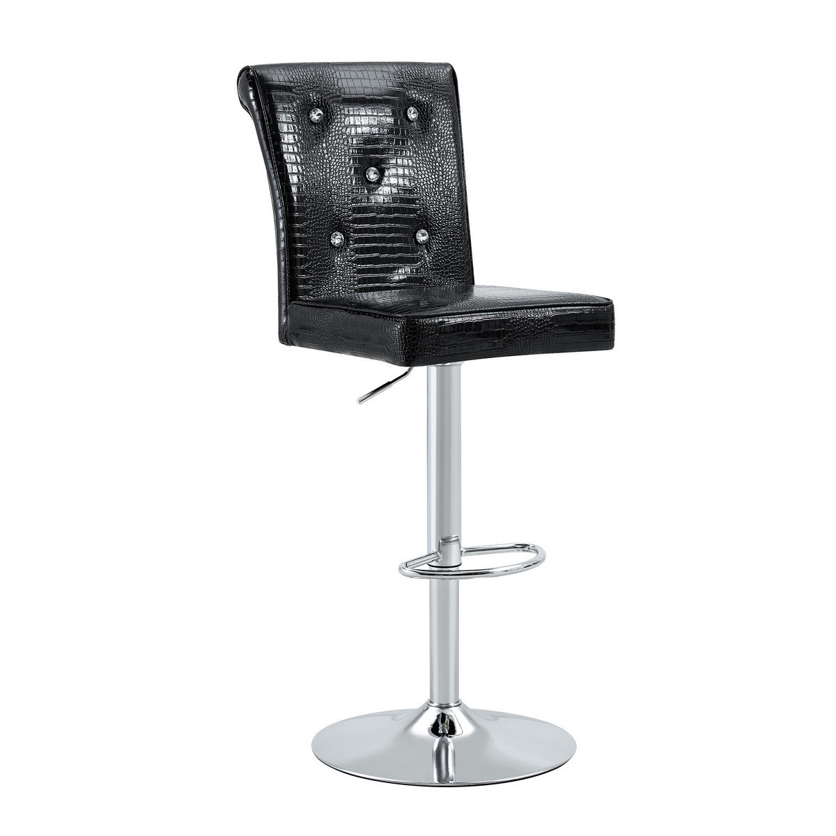 BARHOCKER 4er-Set Schwarz mit Kunstleder und Kristallknöpfen - Schwarz, Kunststoff (55/125/42cm) - PANGIVO