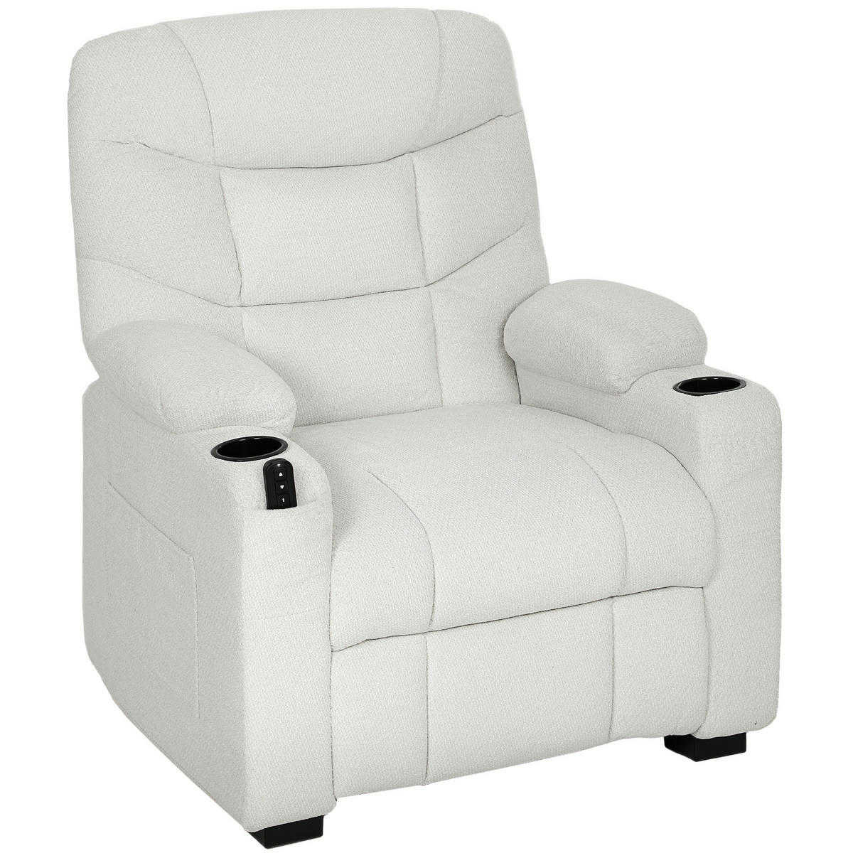 RELAXSESSEL,ELEKTRISCH 150° Samt Memory Fernbedienung Fußstütze,creme - Creme, Textil (90/105/94cm) - Vallsero