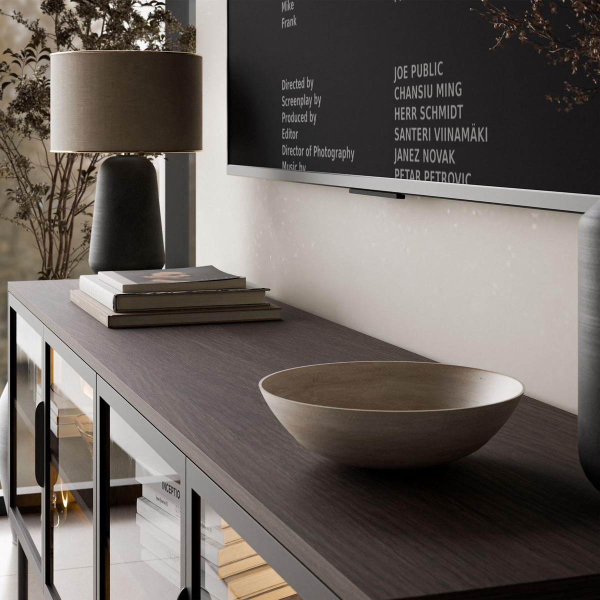 TV-ELEMENT LINEA LOFT mit LED-Beleuchtung Eiche + Schwarz - Eichefarben, Holzwerkstoff (181/62/39cm) - Lookway