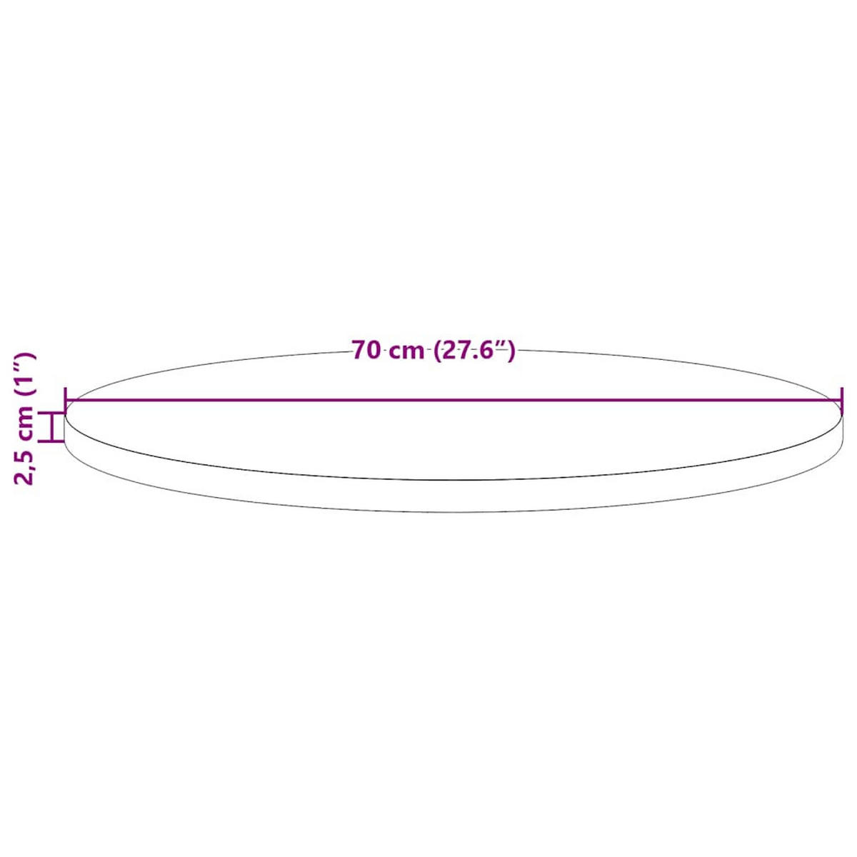 TISCHPLATTE Ø70/2,5 Cm Massivholz Kiefer - Braun, Holz (70/70/2.5cm) - vidaXL