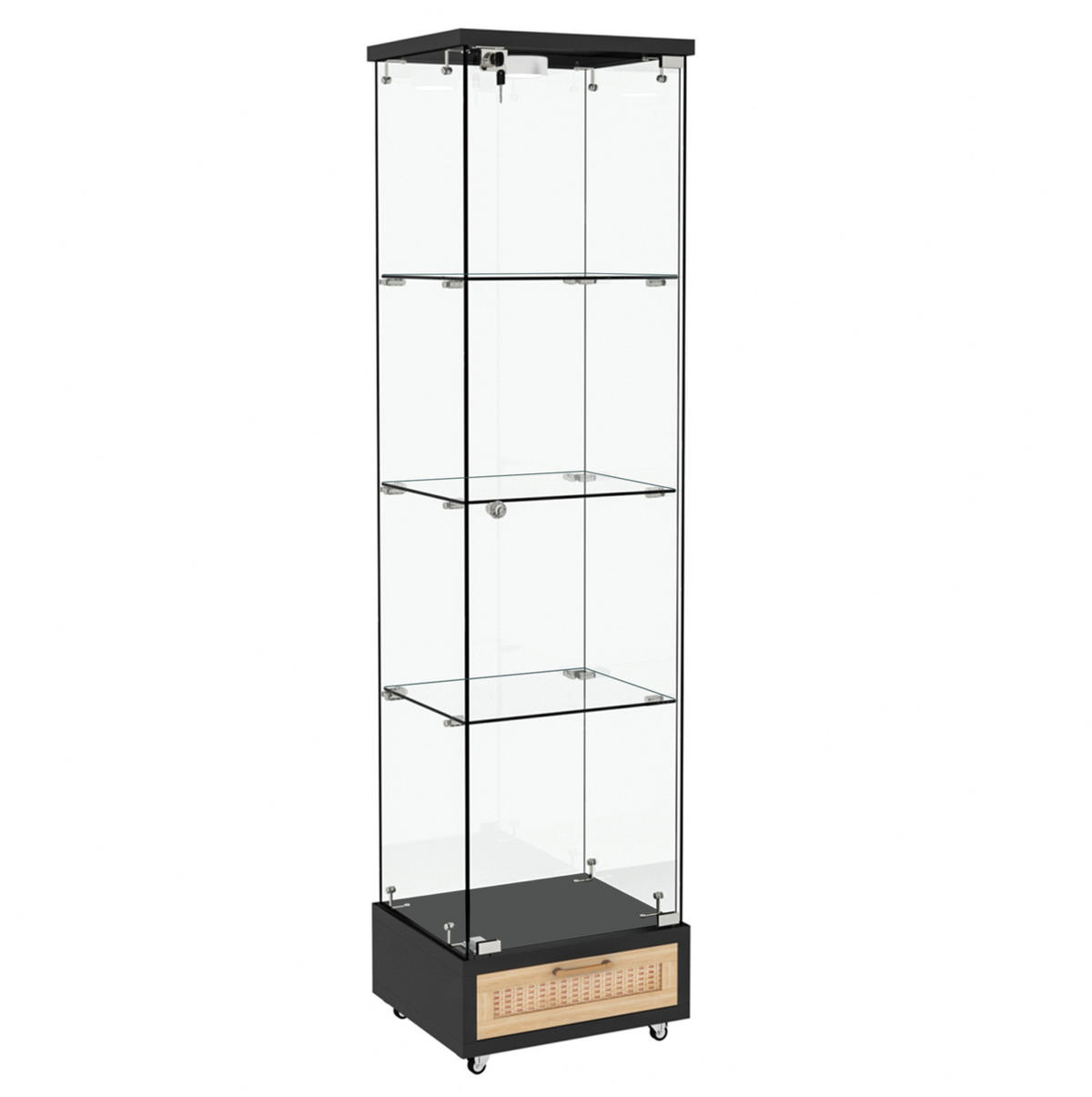 VITRINE 42,5/36,5/167 cm aus MDF und Glas mit LED-Beleuchtung Schwarz - Schwarz, Holzwerkstoff (42.5/167/36.5cm) - Modenvie