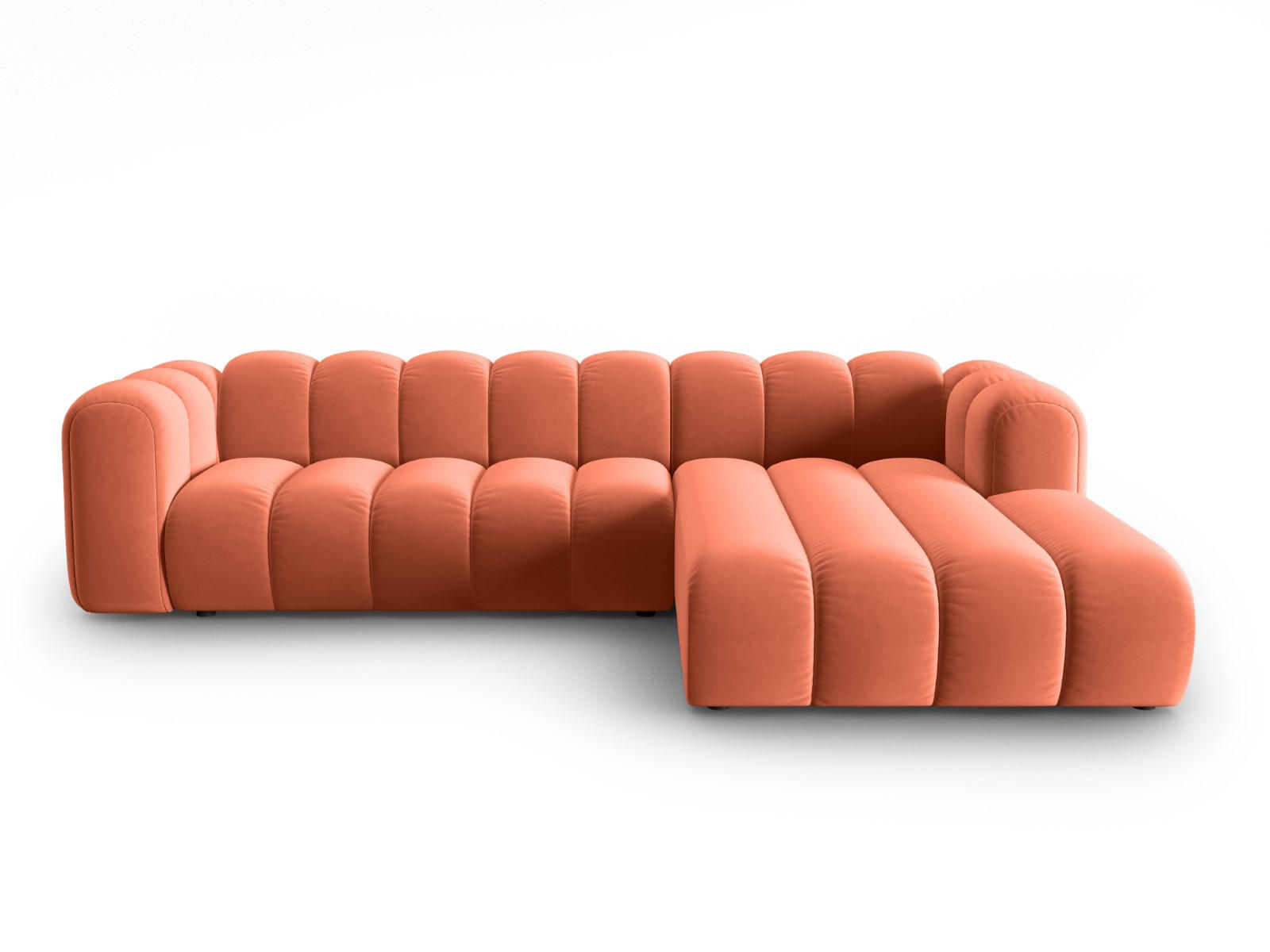 ECKSOFA modular rechts Lupine aus Samt koralle 4 Sitzplätze - Koralle, Textil (177/290cm) - Micadoni