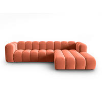ECKSOFA modular rechts Lupine aus Samt koralle 4 Sitzplätze - Koralle, Textil (177/290cm) - Micadoni