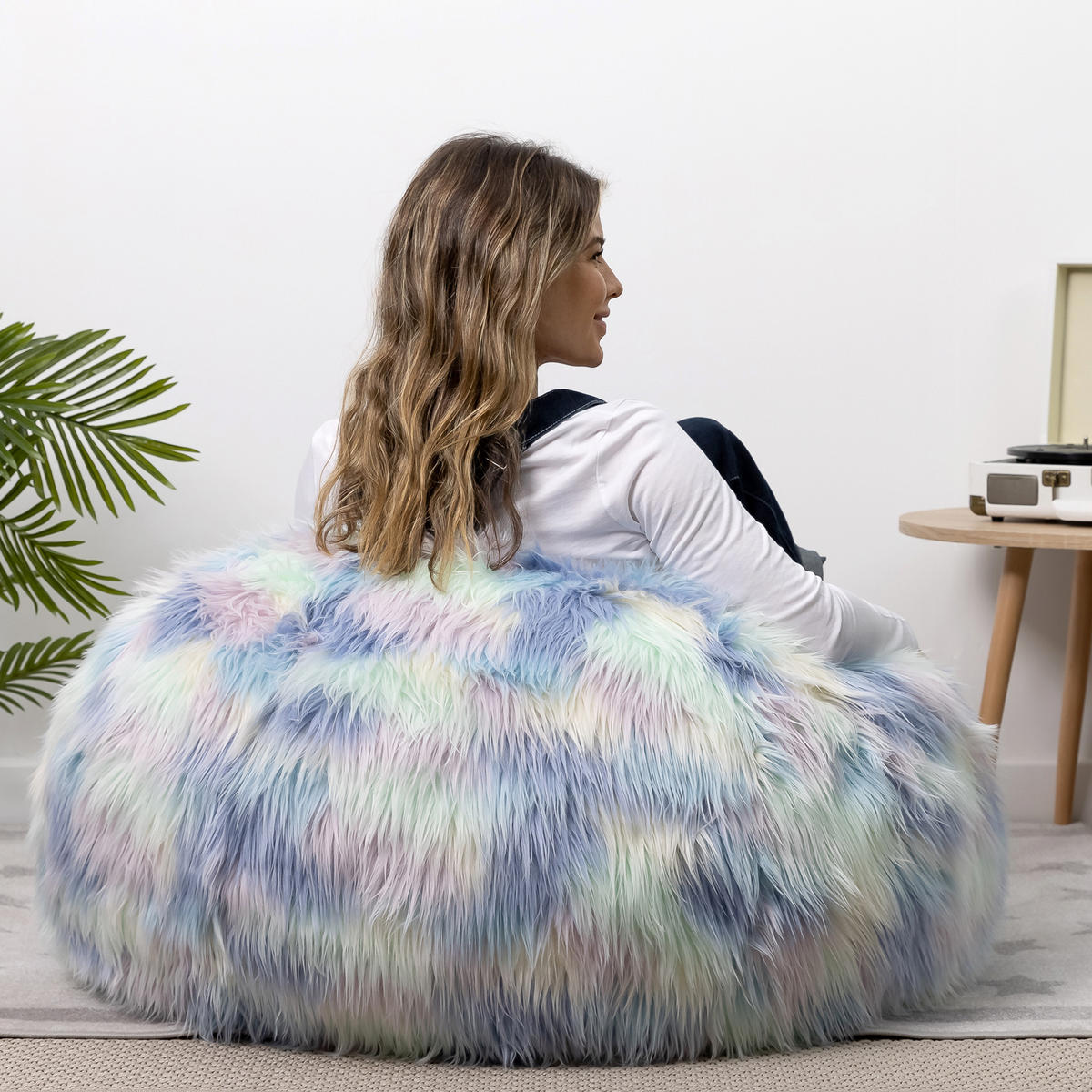 SITZSACK Einhorn aus Kunstfell - Multicolor, Kunststoff (85/50/85cm) - icon